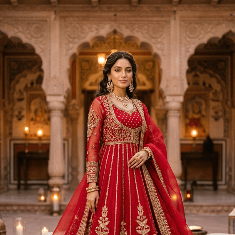 Luminous festive celebrations wear with delicate embroidery